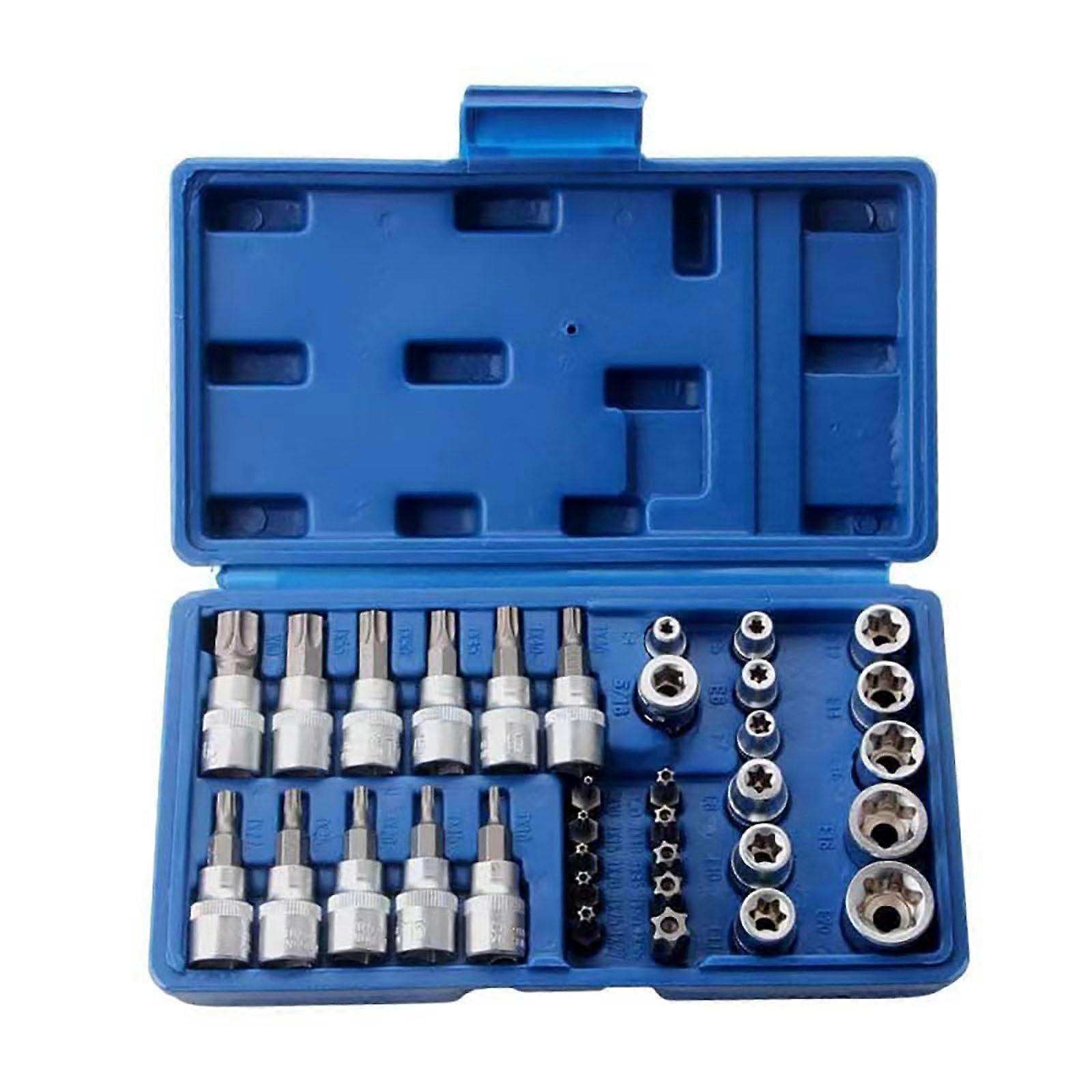 Star Socket 34Piece Set Rustresistant Alloy Steel For Furniture Assembly And Mechanical Tasks Shaped