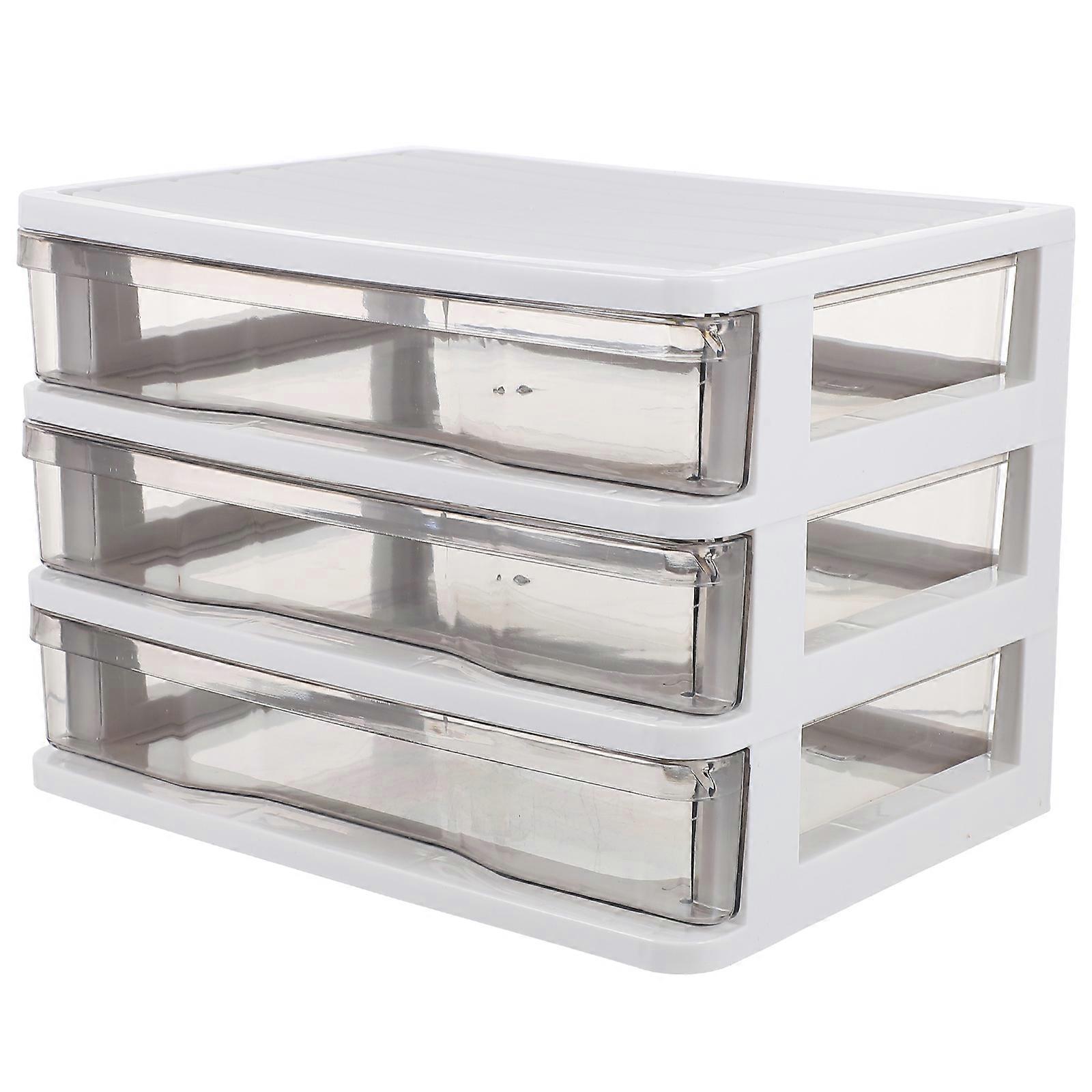 Makeup Storage Box 3-Tier Organizer for Storage 2Pcs White Cosmetic Drawers