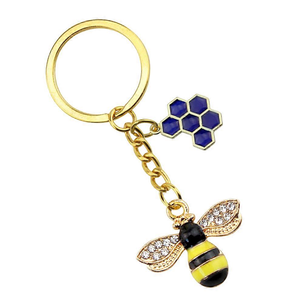 Blue Alloy Bee Pendant Key Chain for 2Pcs Decorative Bag Hanging Charm