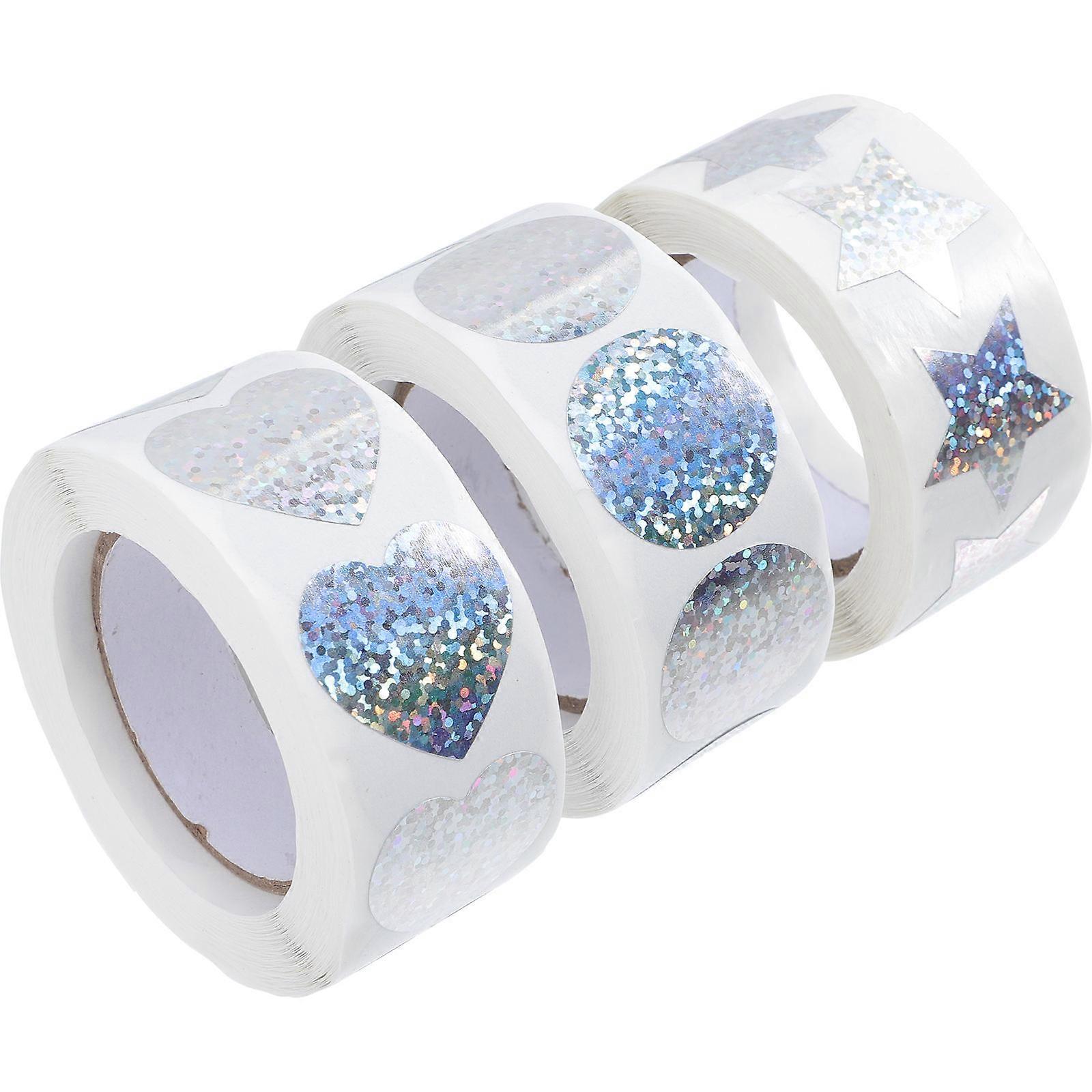 3 Rolls Stickers Self-Adhesive Shiny Decorative Stickers for Party Wedding and Family Events in Assorted Color