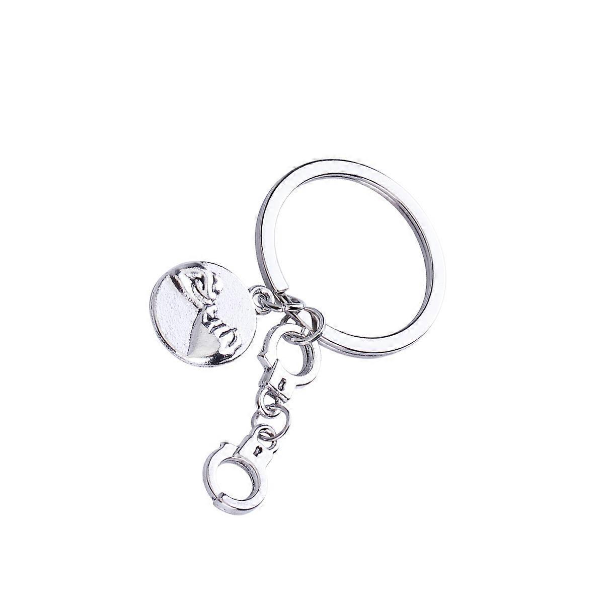 Friends Keychain 2Pcs Handcuffs Keychain Accessory Silver Metal Decoration 3 X 3 X 0.1 Cm