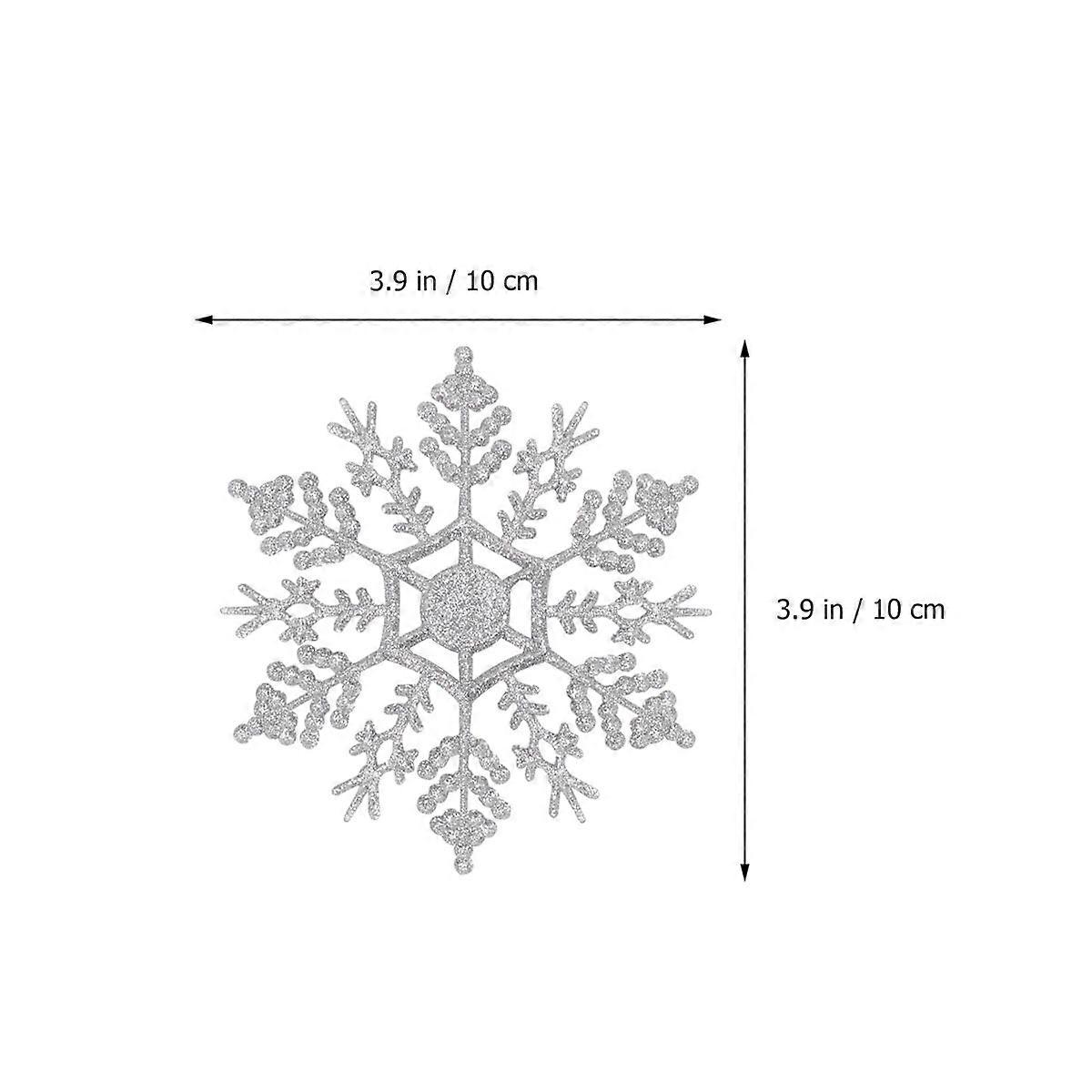 Christmas Ornaments Plastic Snowflake Decorations for Tree 24Pcs