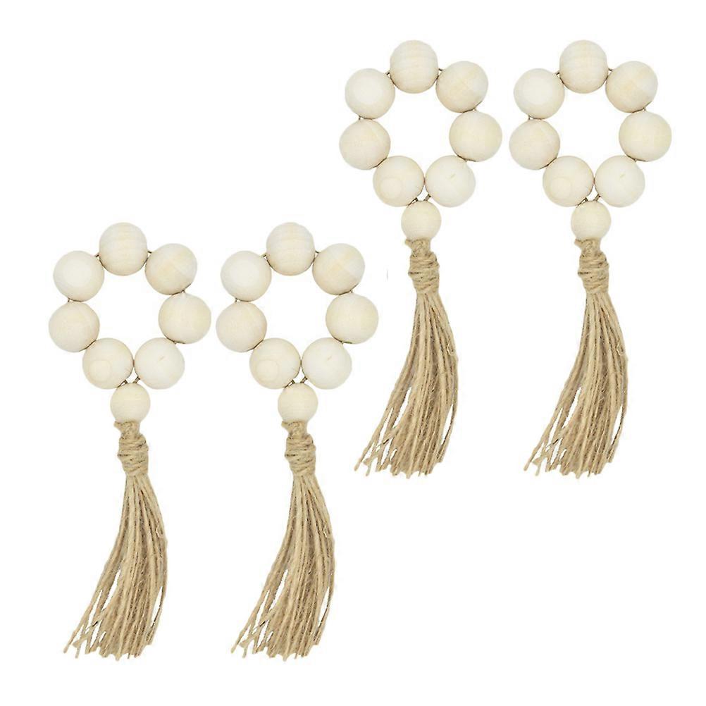 Wood Bead Napkin Rings Rustic Style Napkin Buckles for Home Use 20Pcs