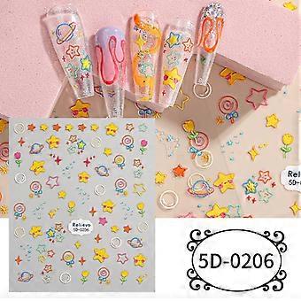 Zhengxiang Personalisierte Cartoon-Niedliche Haustier-Tier-5D-geprägte Nagelkunst-Aufkleber DIY Weihnachten INS-Stil Nagelaufkleber 5D-020685 * 100 mm Bare Chip