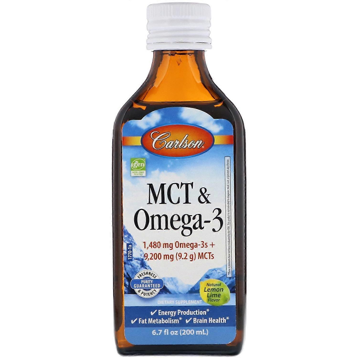 Carlson Labs, MCT & Omega-3, Natural Lemon Lime,  6.7 fl oz (200 ml)