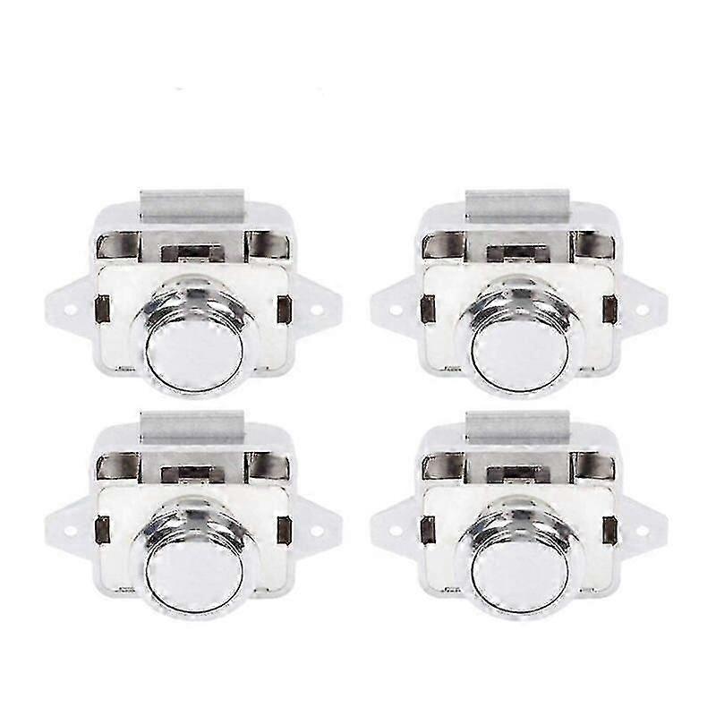 Push Button Latch - Keyless Cabinet Lock Clasp Cupboard Door Knob For Rv Motorhome Caravan 5 Piece Silver