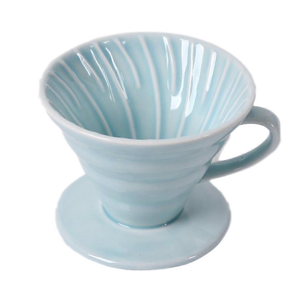 Ceramic Coffee Filter Cup for Brewing 3Pcs Sky-Blue Cone Shape Design