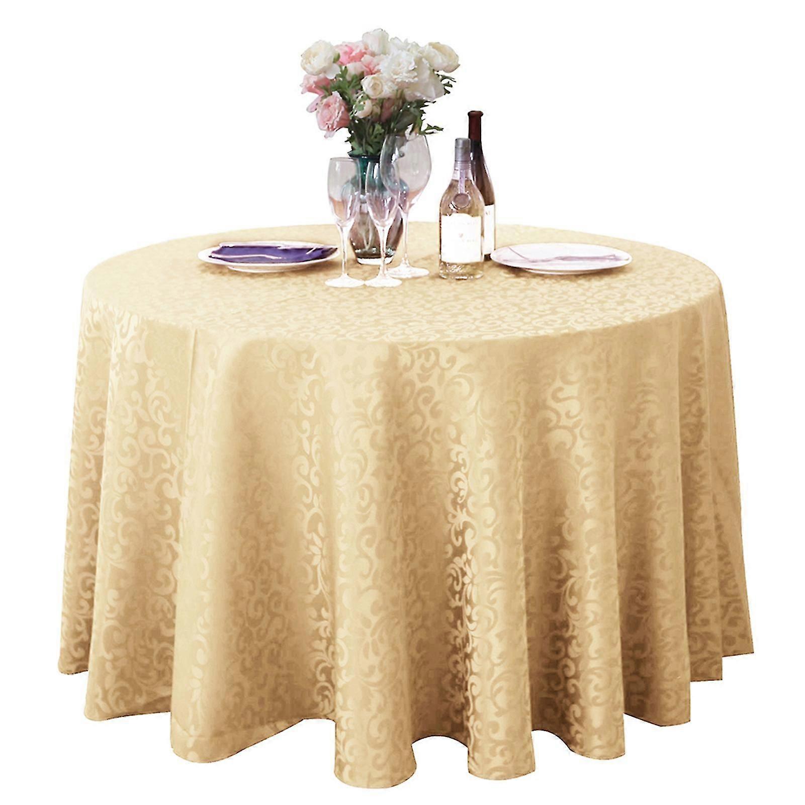 Tablecloth Tear Resistant No Fading Polyester Washable Round Tablecloth For Kitchen