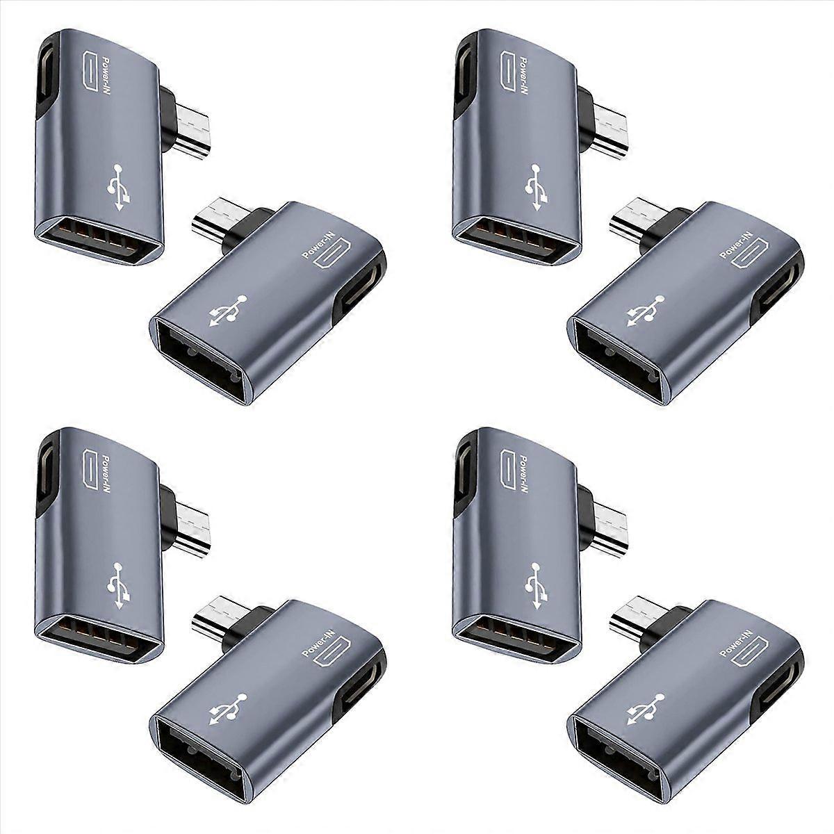 8Pcs OTG Adapter for 90 Degree Left/Right Angle Micro-USB to USB OTG Adapter for Android Phone Table
