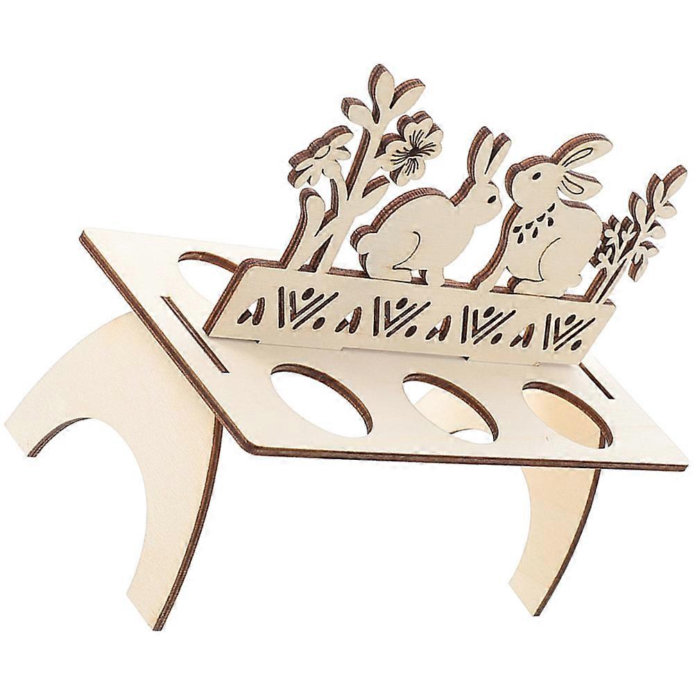 Egg Holder Wooden Bunny Design for Storage 3Pcs Easter Tabletop Decoration