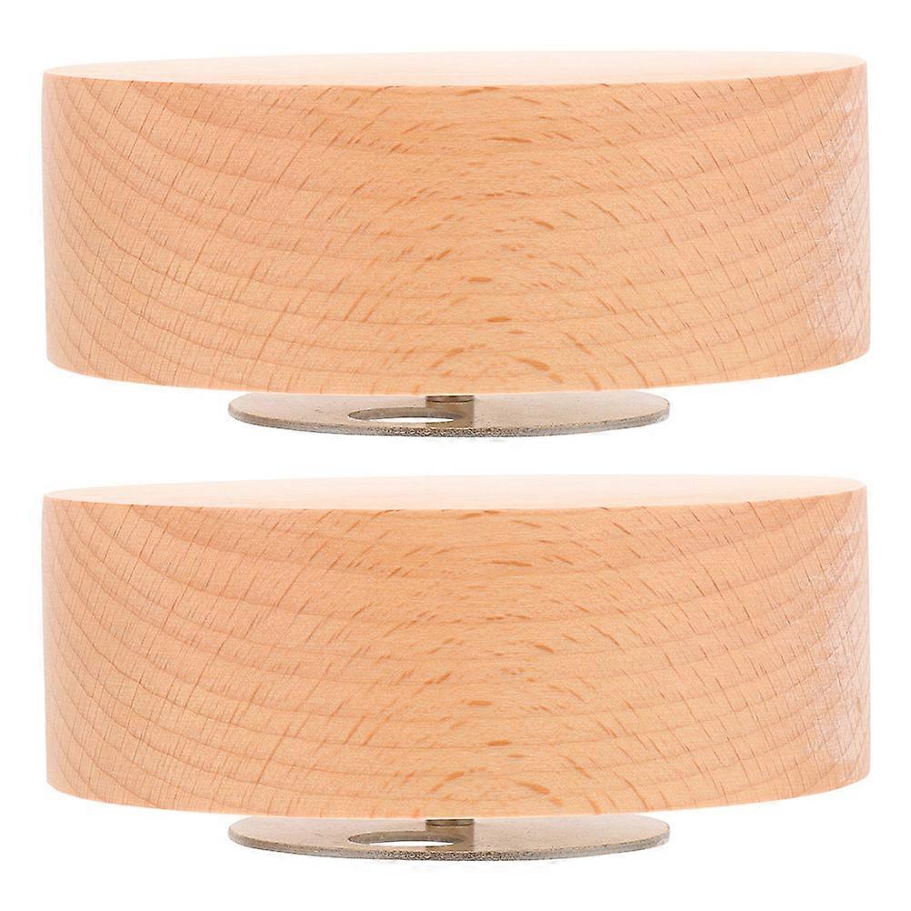 Musical Box Rotatable Base for DIY Craft 4Pcs Round Wood Alloy