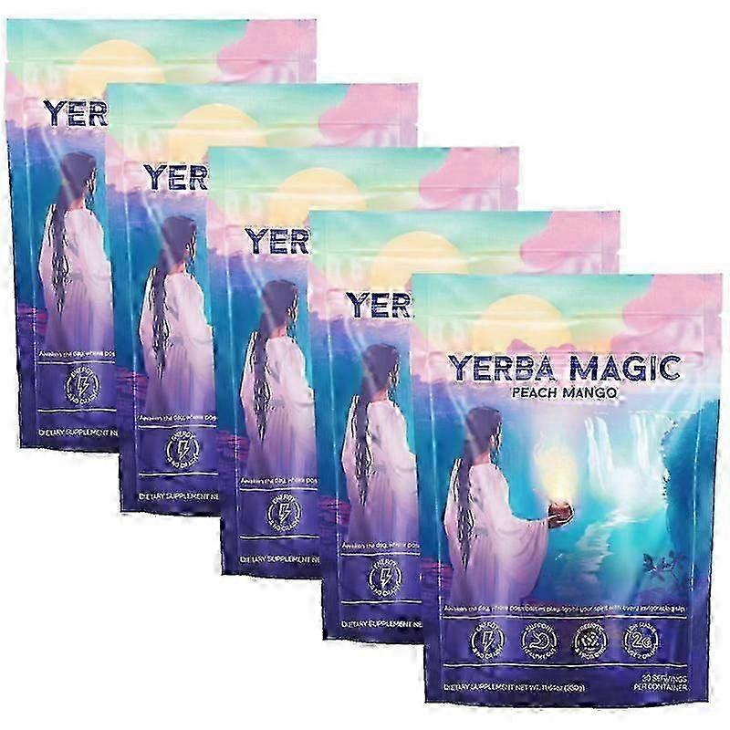 1-5x אבקת תה נמס Yerba Mate, טעמי מנגו אפרסק, מאטה תה טבעי עם פרה-ביוטיקה, תה נמס לגברים נשים