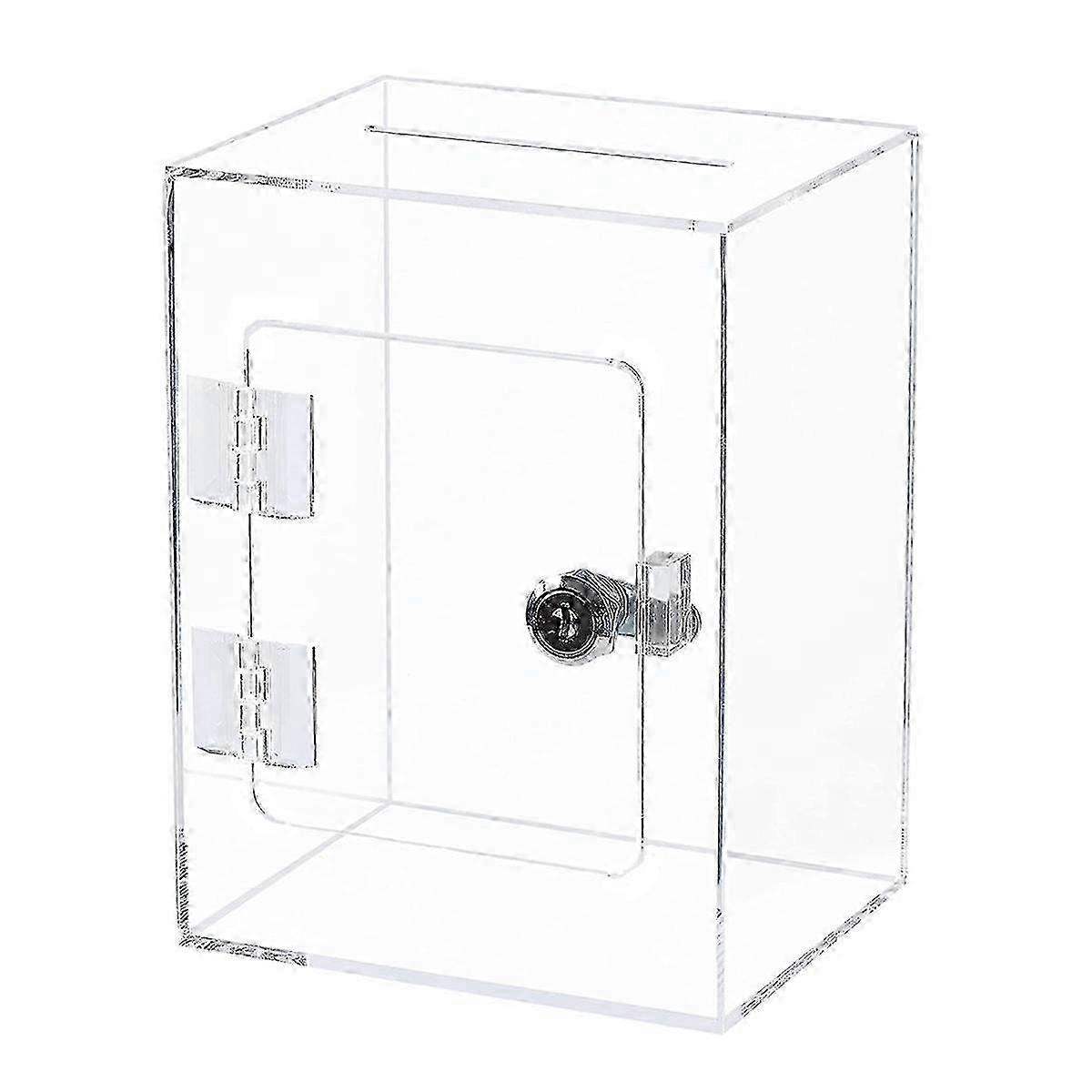 Acrylic Donation Ballot Box- Tip Jar For Money with Lock Key Suggestion Box Comment Box Vote Box