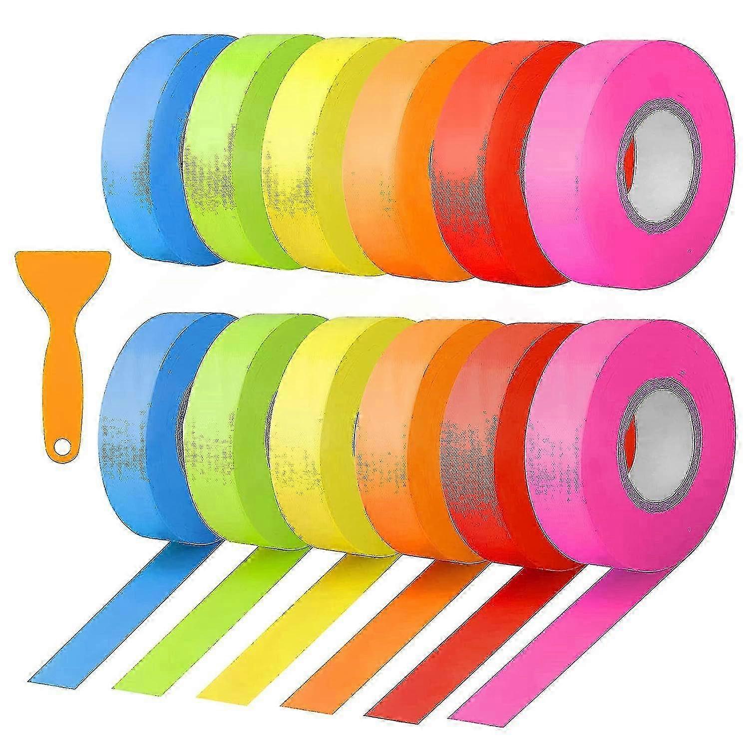 Flagging Tape Assorted Colors, 12 Pack Multipurpose Neon Marking Tape Roll Non-adhesive, Plastic Ribbon For Tree Marking, Hunting, Boundarie