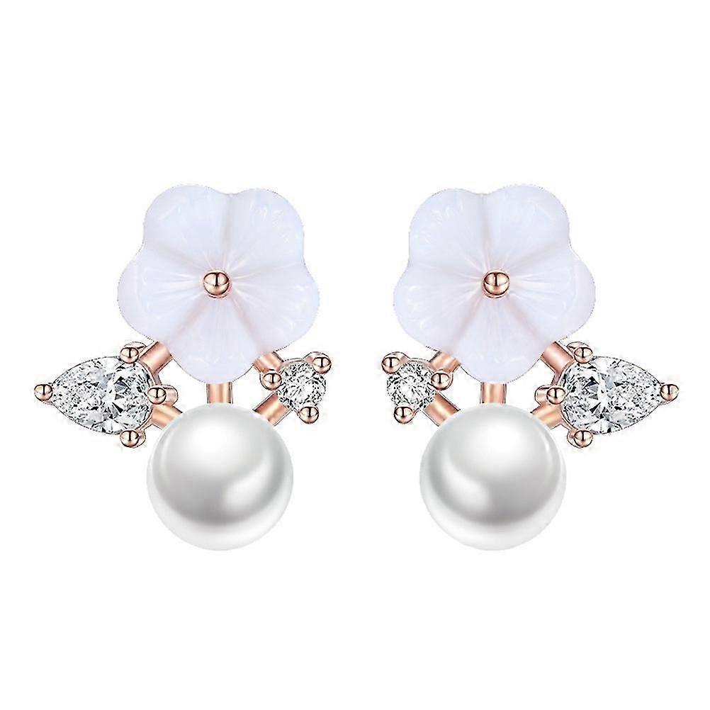 Plated Pearl Flower Earrings for Women's
