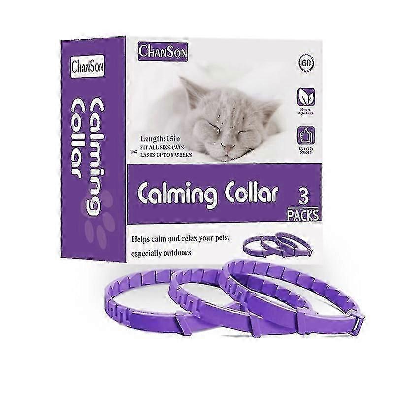 3pack Cats Pheromone Appeasing Collars With 60-day Long Lasting Calming Collar