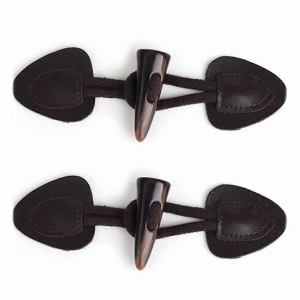 Brooch Buttons Leather Closure Toggle Buttons 2Pc For Coat Shawl Clothes Home Sewing Button Replacement Color G