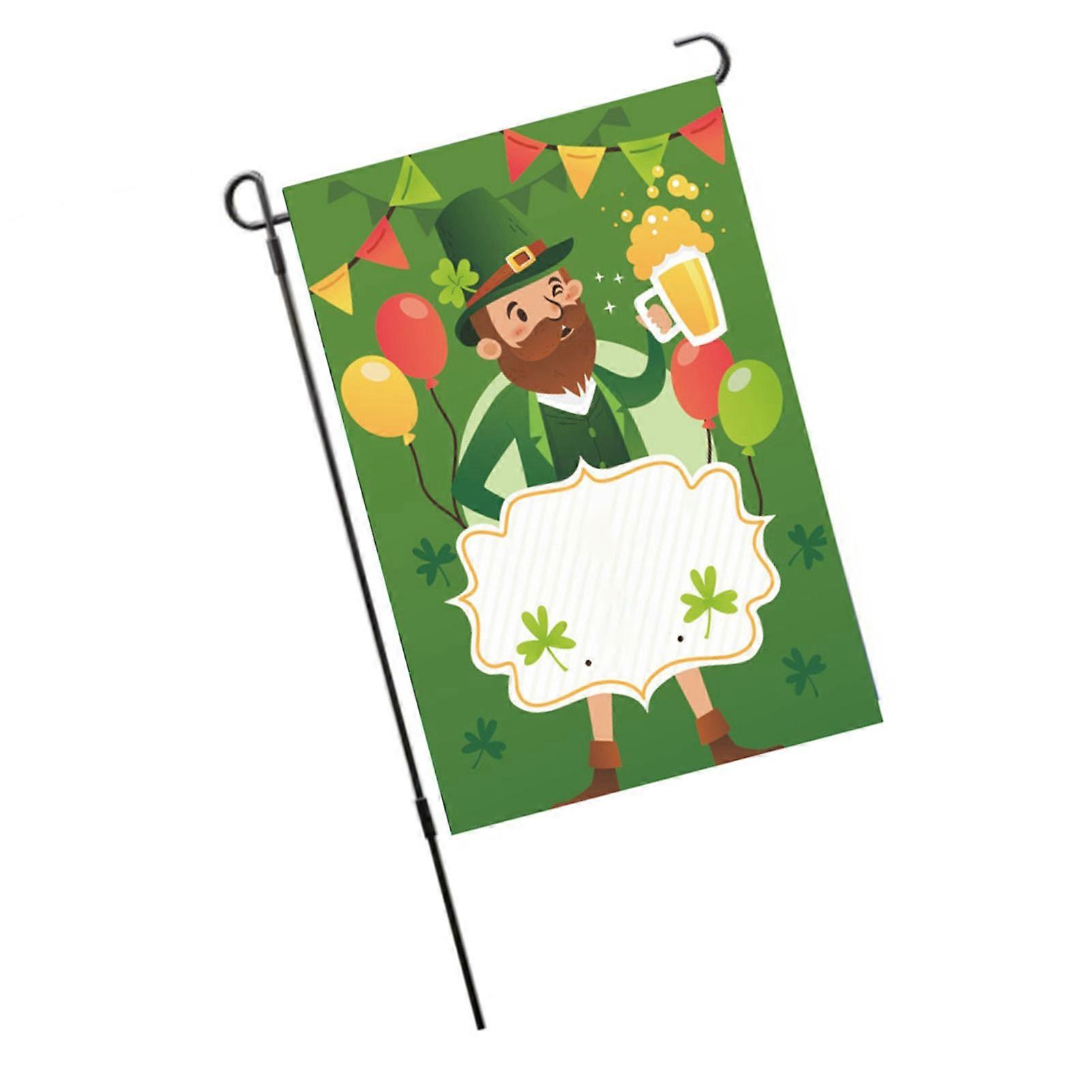 Garden Flag Double Sided Clover Machine Washable Polyester Fiber St Patrick's Flag for Yard Party S38