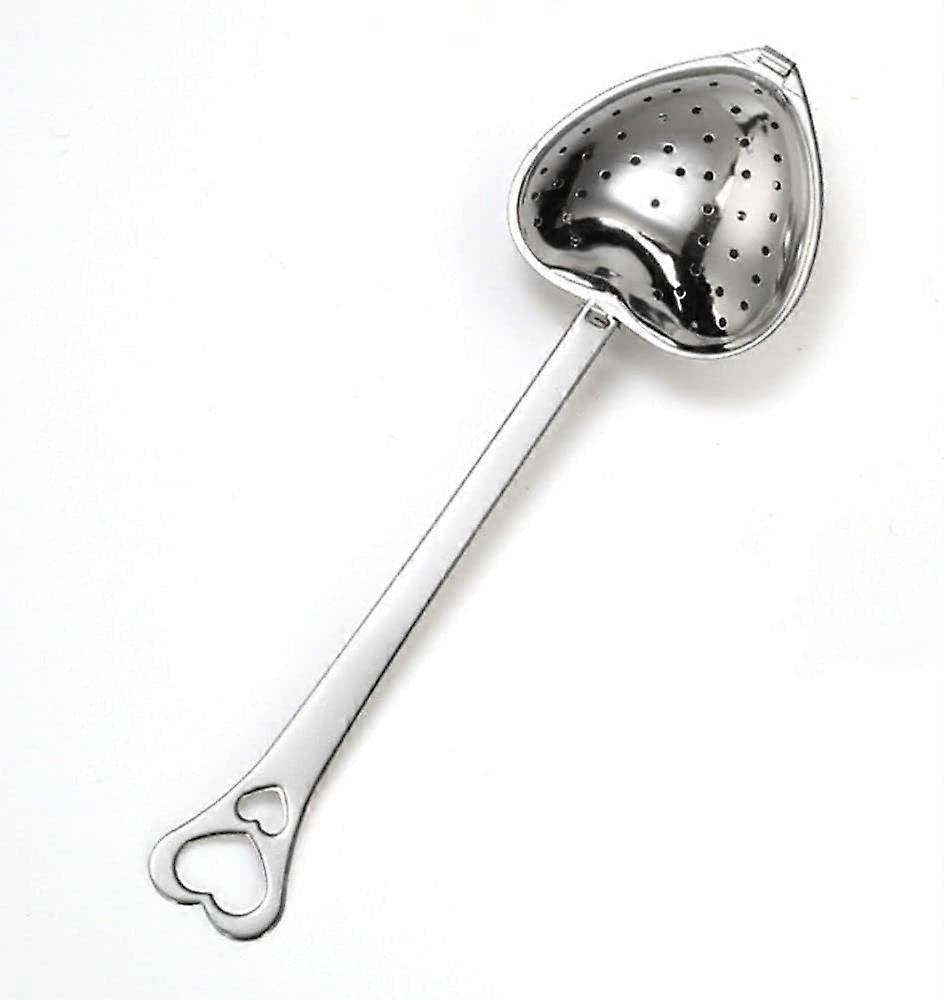 Tea Strainer 1Piece Silver Heart Shaped Infuser For Loose Tea With Handle Long Spoon Kitchen Diffuser