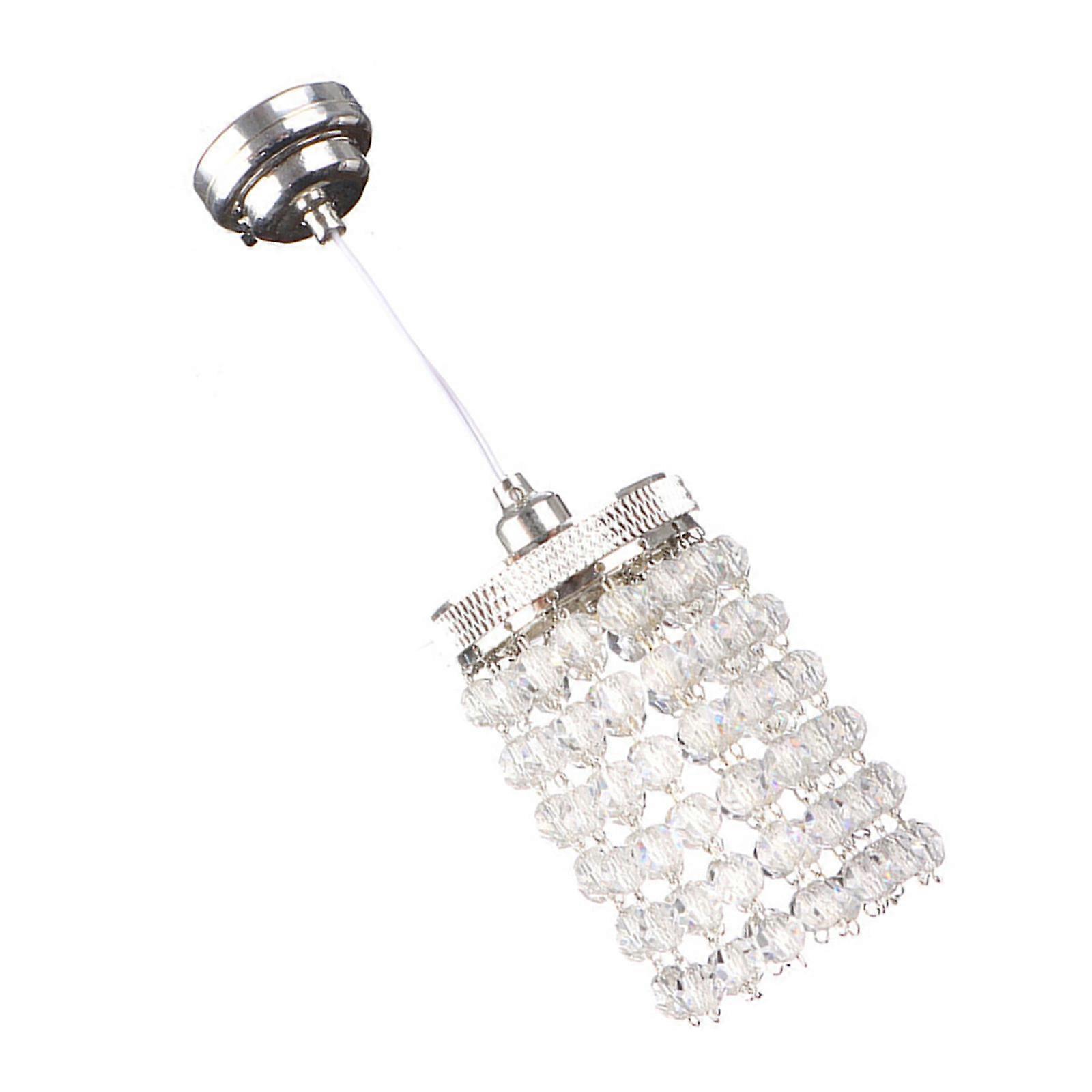 Small Crystal Hanging Lamp For Miniature Display Energy Efficient Lighting Easy Setup Model Doll House Display Decors  Silver