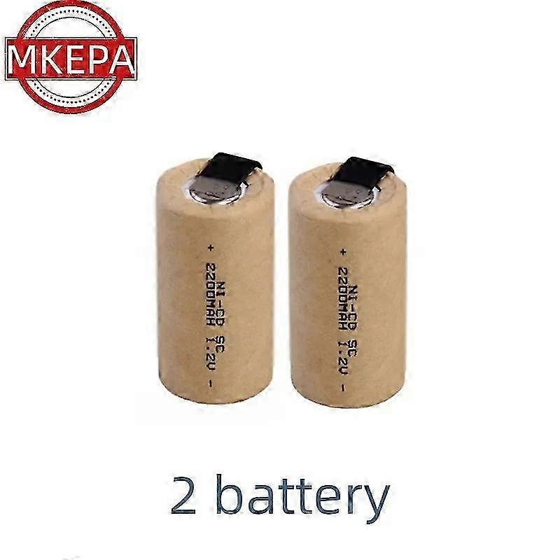 Screwdriver Electric Drill SC Batteries 1.2V 2200mAh Sub C Ni-Cd Rechargeable Battery With Tab E2PCS battery