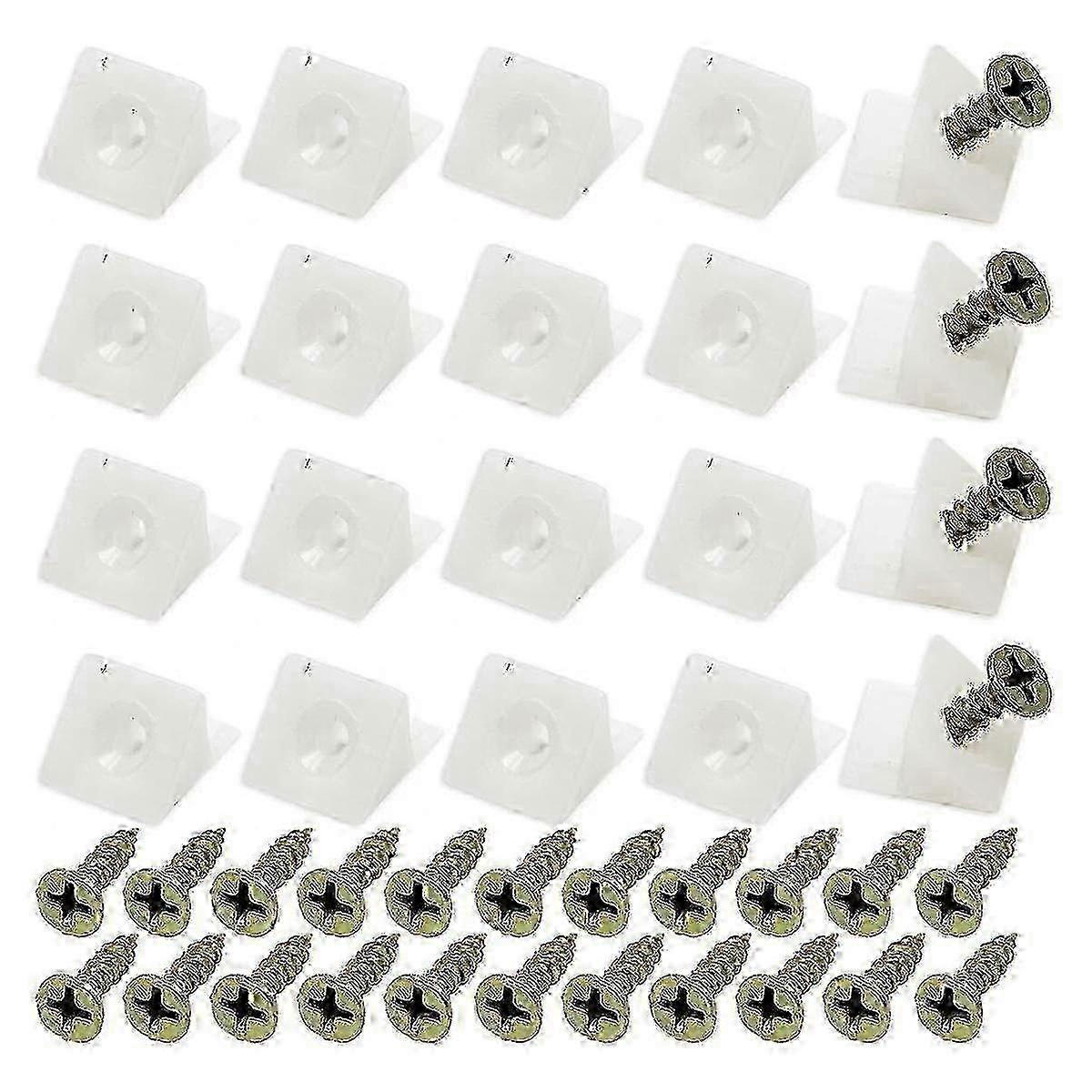 50 Pcs Drawer Supports, White Plastic Drawer Bottom Sagging Repair Fixing Mending Wedges with Screws