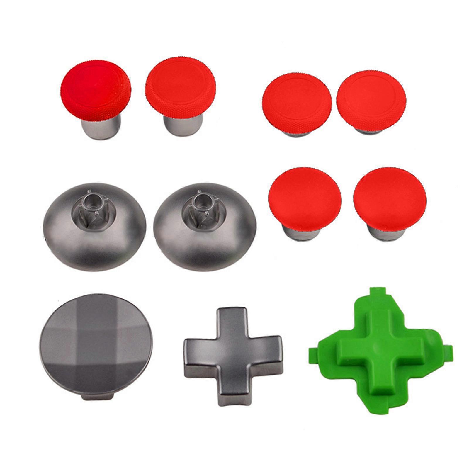 Metal Game Controller Thumbsticks Replacement for XB OneElite,18 in 1 Component Accessories Set Includes Paddles Tool  Red
