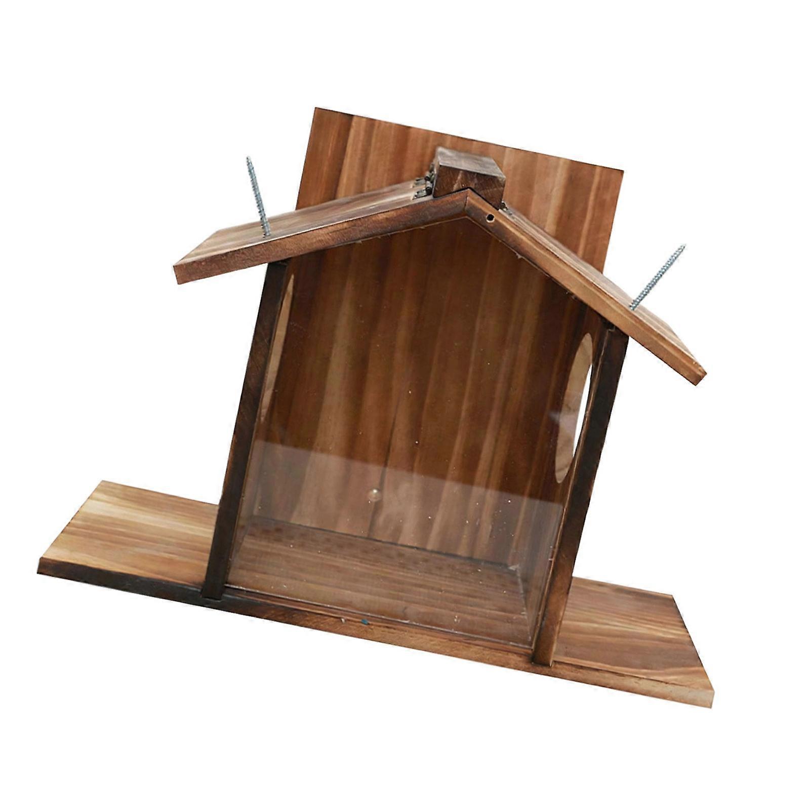 Outdoor Wooden Squirrels Feeders With Acrylic Viewing Window And Flexible Lid For Easy Food Access In Garden Multicolor