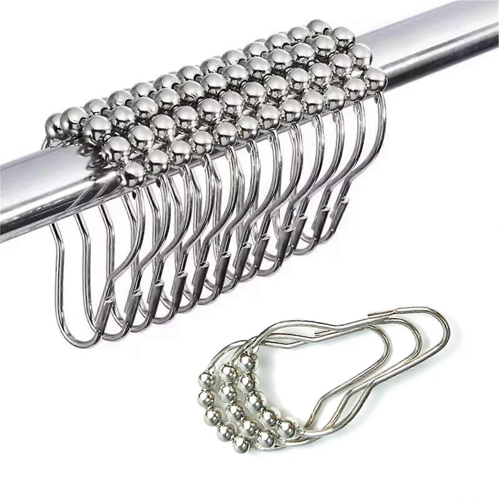 Shower Curtain Hooks Set of 60 Metal Rust Resistant Gourd Shape Rings with Five Beads