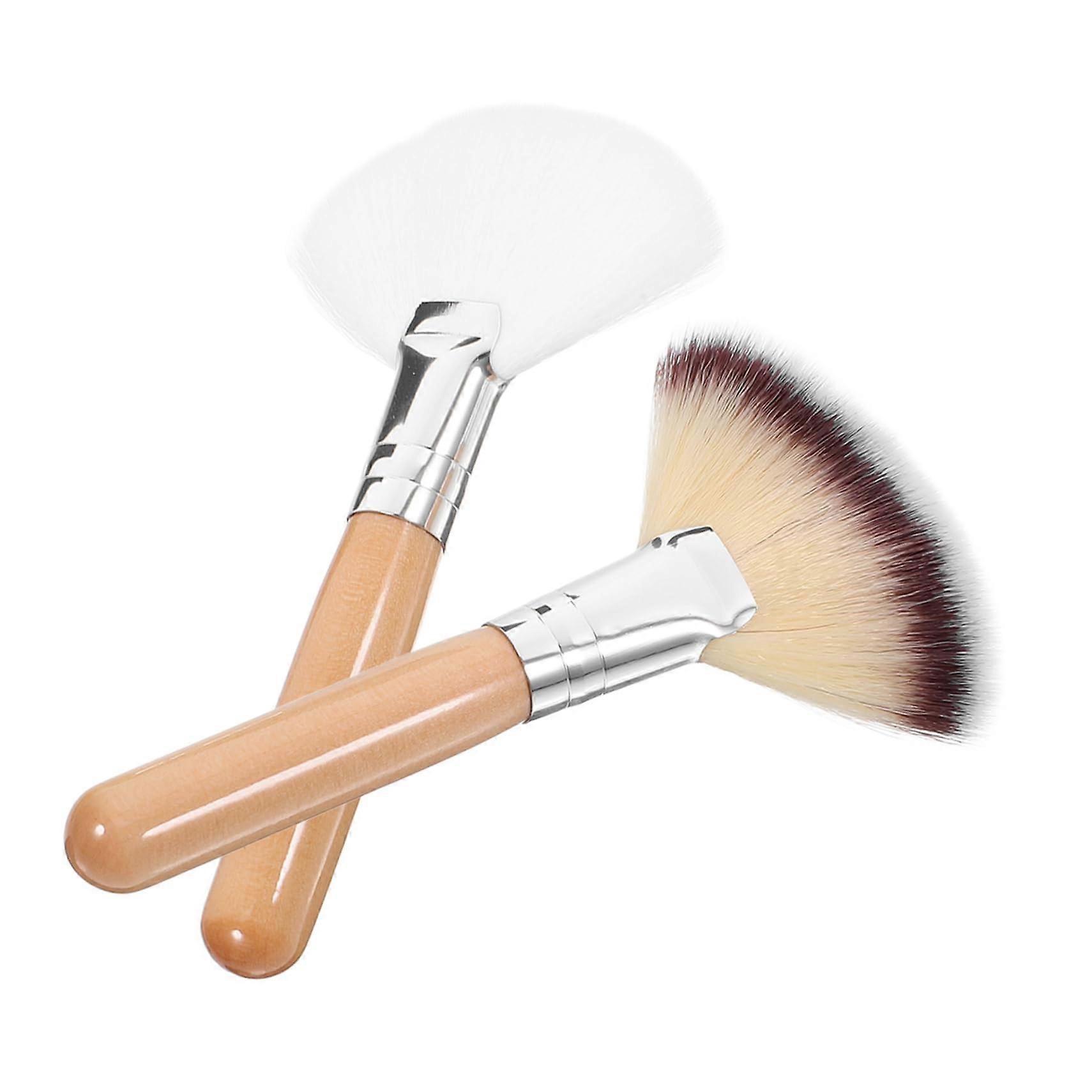 2 Pack Makeup Brush Set with Soft Bristles for Powder Blush, Foundation, Contouring and Highlighting