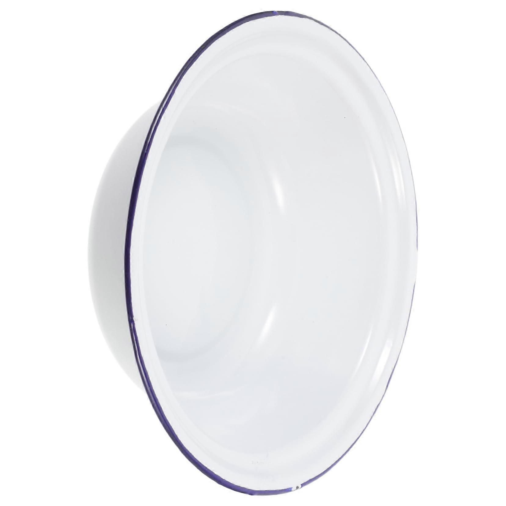 Large Vintage Enamel Mixing Bowl with Lid for Kitchen Prep and Serving, Durable Easy Clean Design