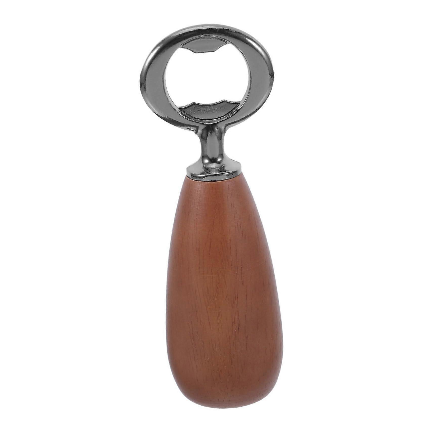 Beer Bottle Opener with Ergonomic Walnut Handle for Soda and Drink, Compact Multipurpose Tool