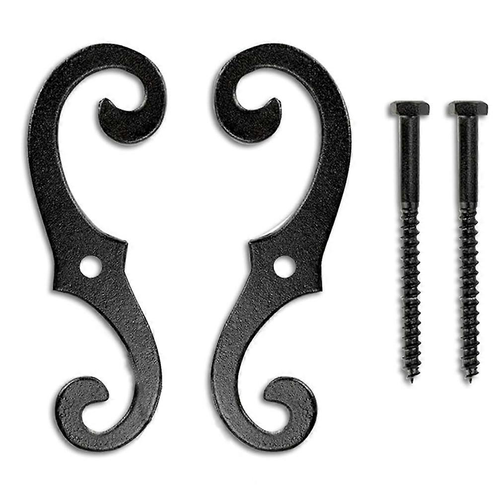 2PCS Cast Iron Shutter Fasteners - Decorative S-Shape Shutter Dogs Hardware - Rust-Resistant External Shutter Tieback