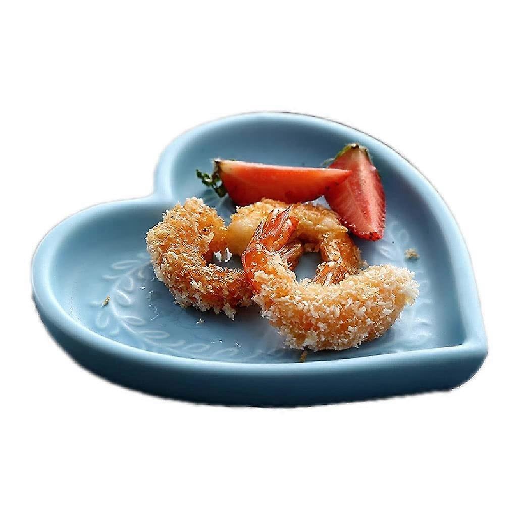 HeartShaped Ceramic Fruit Plate with Irregular Dessert Design for Snacks and Restaurant Use, Blue