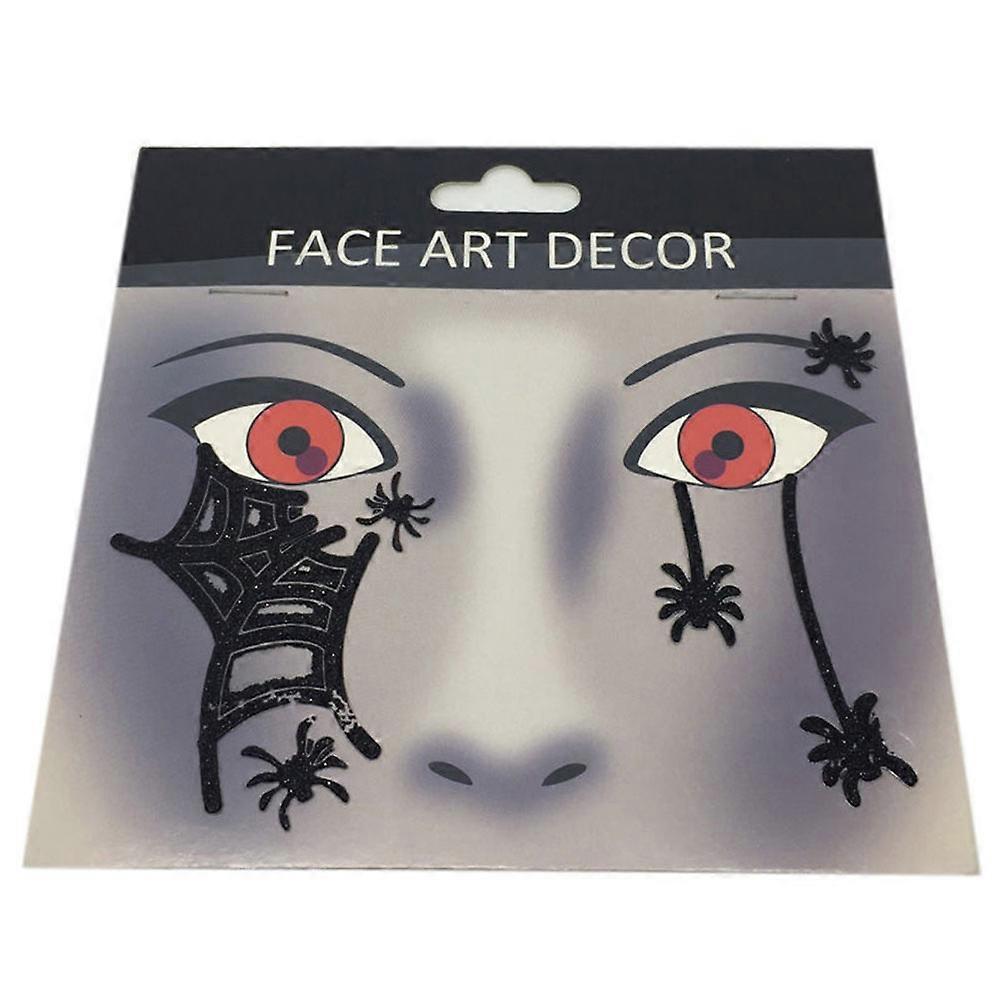 Glitter Spider Face Stickers Temporary Face Art for Halloween 2Pcs