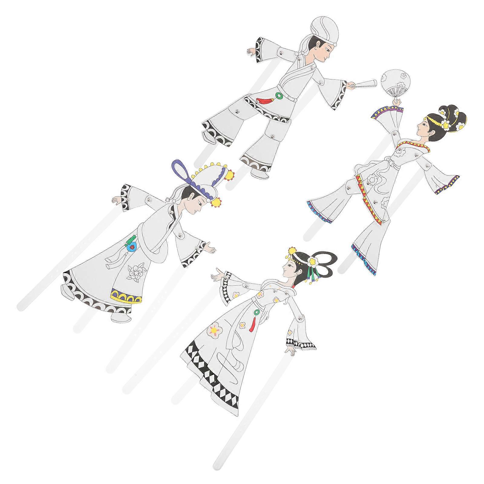 Shadow Puppet Craft Kit for Decor 4Pcs Chinese Handmade Characters