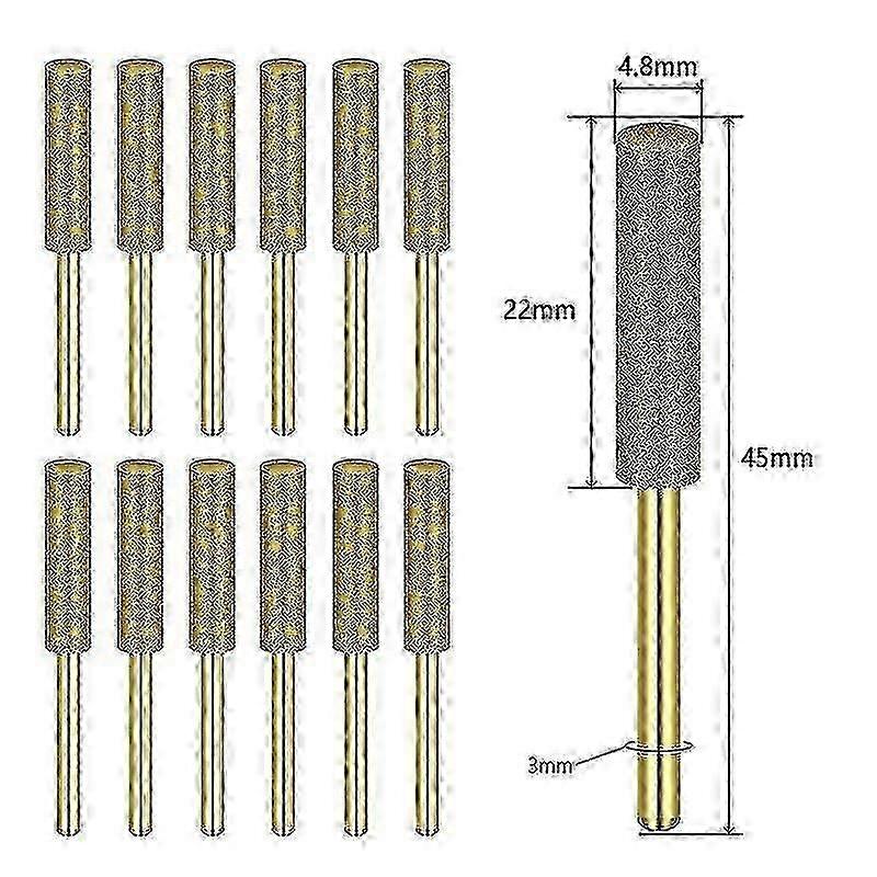 Professional Diamond Sharpener Bits for Dremel, 12pcs for Chainsaw Chain Grinding and Maintenance