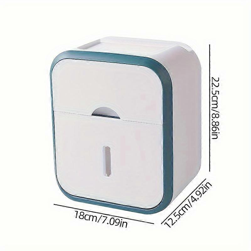 Wall Mounted Double Layer Toilet Tissue Box Roll Paper Tube Storage Rack Bathroom Organizer with Paper Drawer