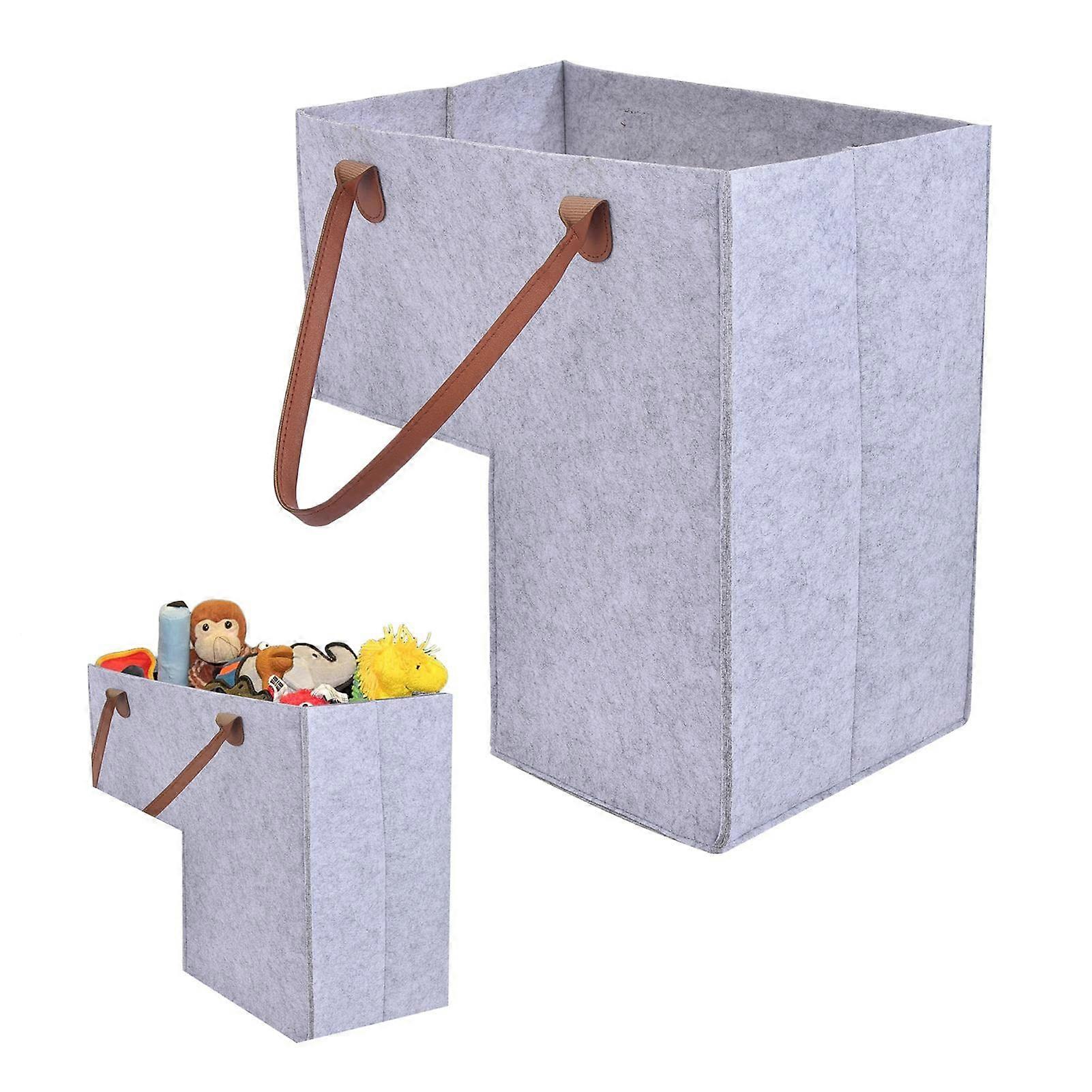 Foldable LShape Stair Basket with Handles for Carpeted Stairs SpaceSaving Storage Organizer