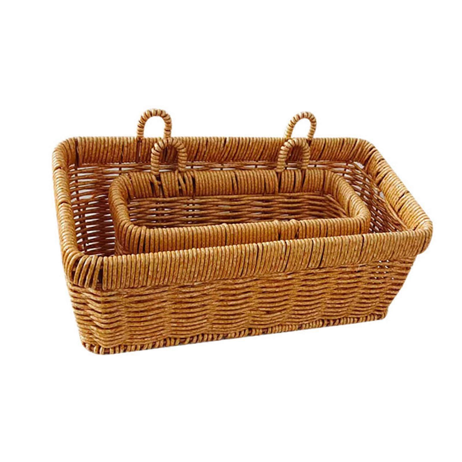 Wall Mounted Storage Basket Large Capacity Rattan Organizer for Bathroom Kitchen Small Spaces