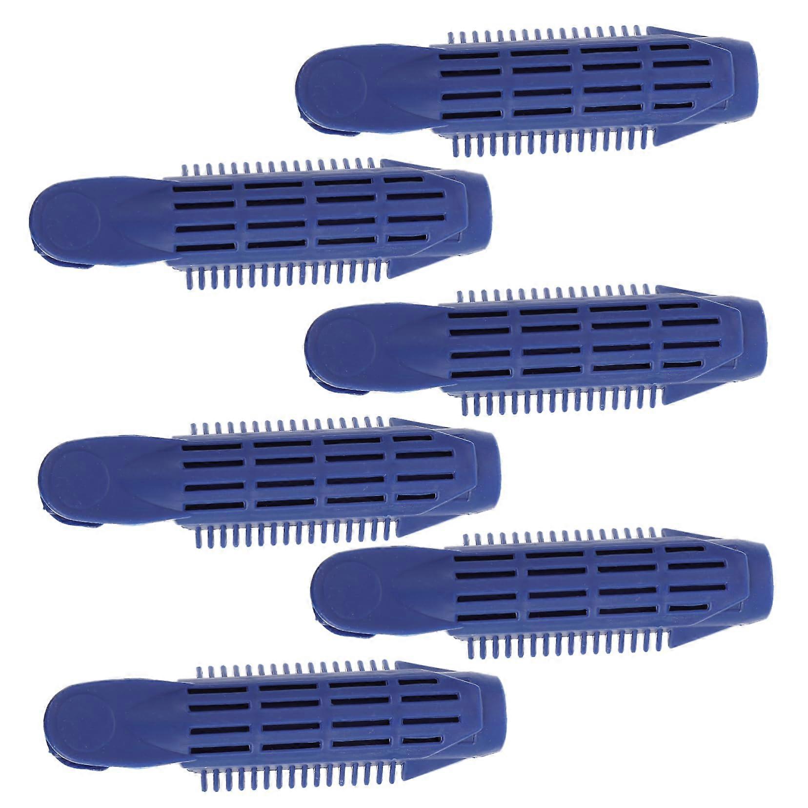 6pcs No Heat Hair Curlers Overnight Rollers with Styling Clips for Women Navy Blue