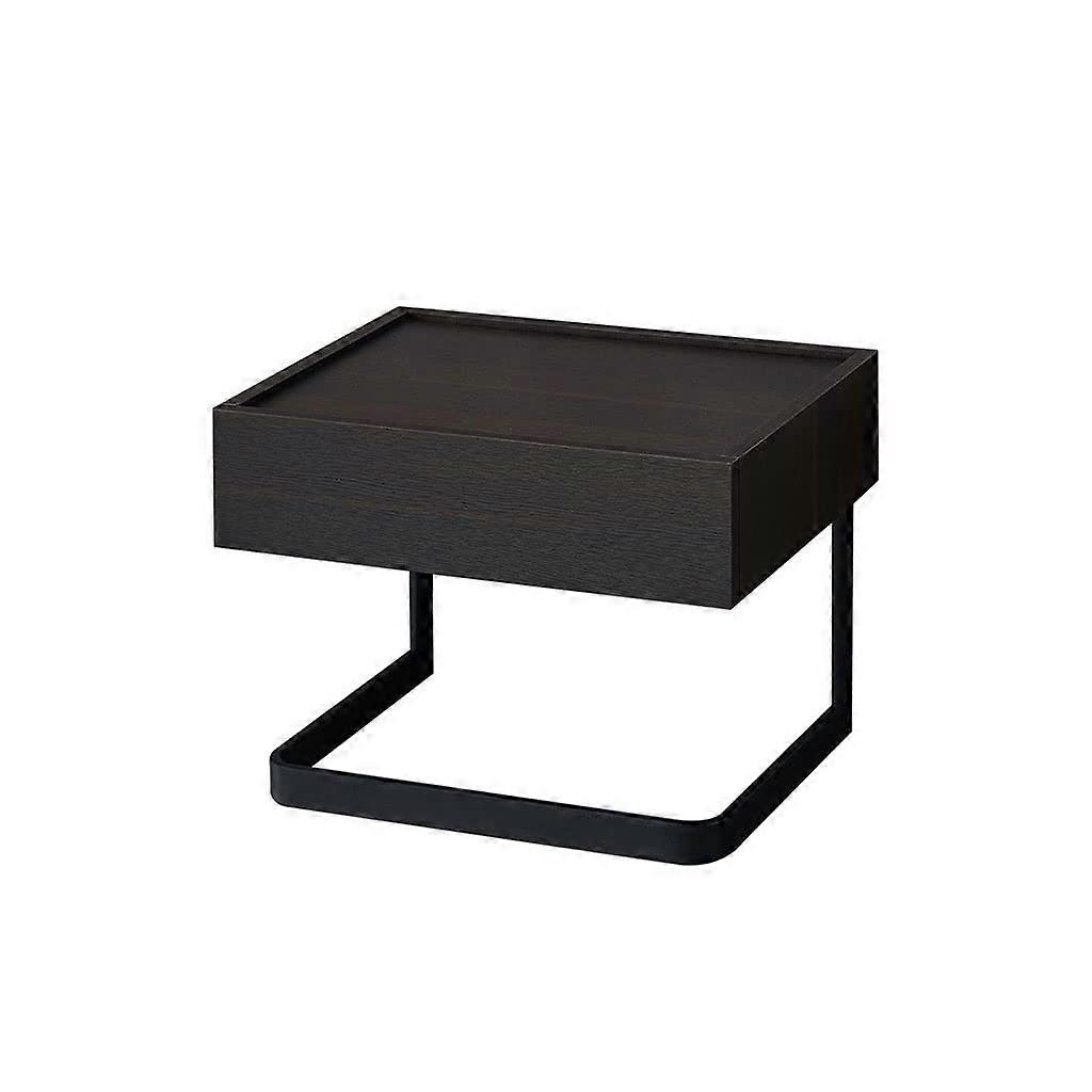 Wooden Bedside Table with Large Drawer for Bedroom Storage and Safe Rounded Corners  Color A
