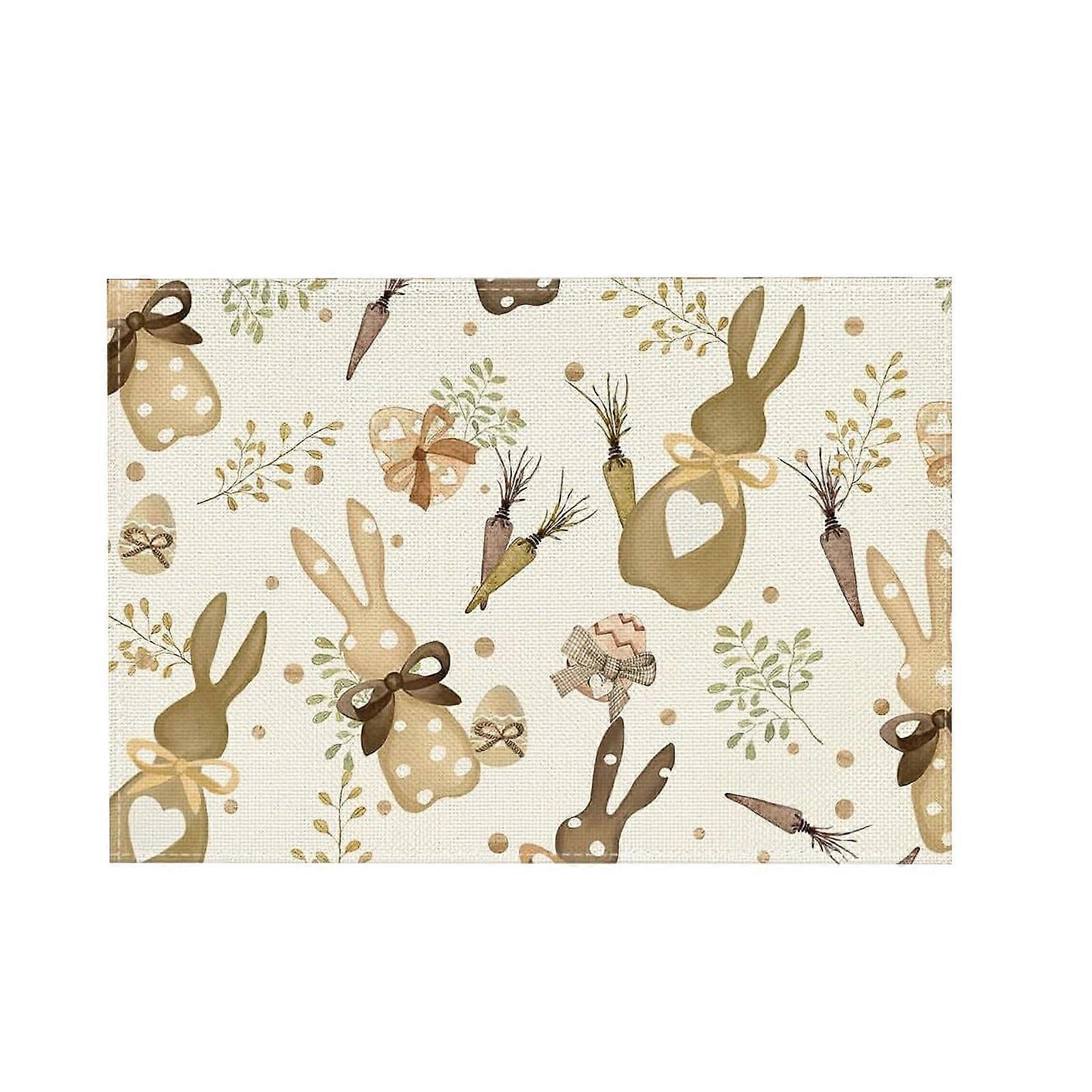 KCEHTA Easter Placemats Bunny Rabbit Floral Spring Table Mats for Party Kitchen Dining Decorations