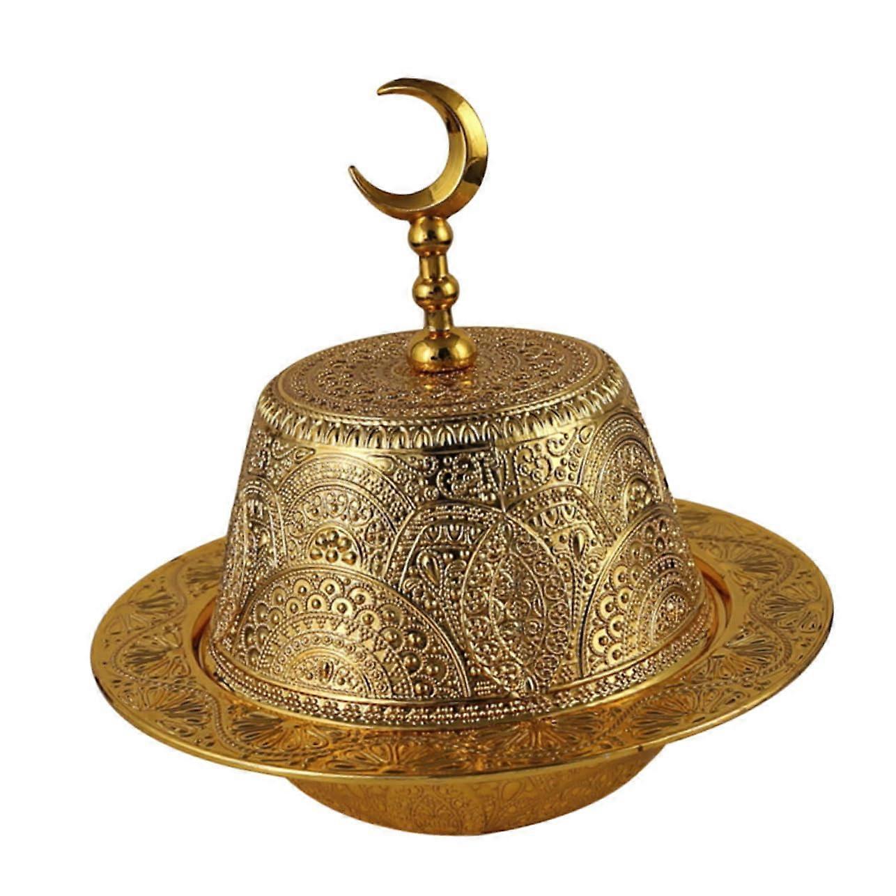 Snack Serving Tray with Lid, Elegant Middle Eastern Style Fruit Bowl for Nuts, Desserts and Parties