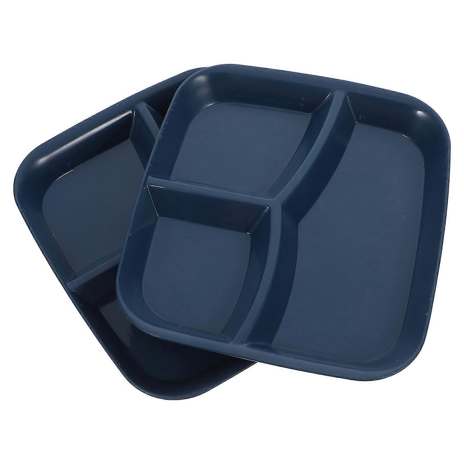 Blue Divided Plate Pet Tray for Storage 2Pcs Food Serving Compartment