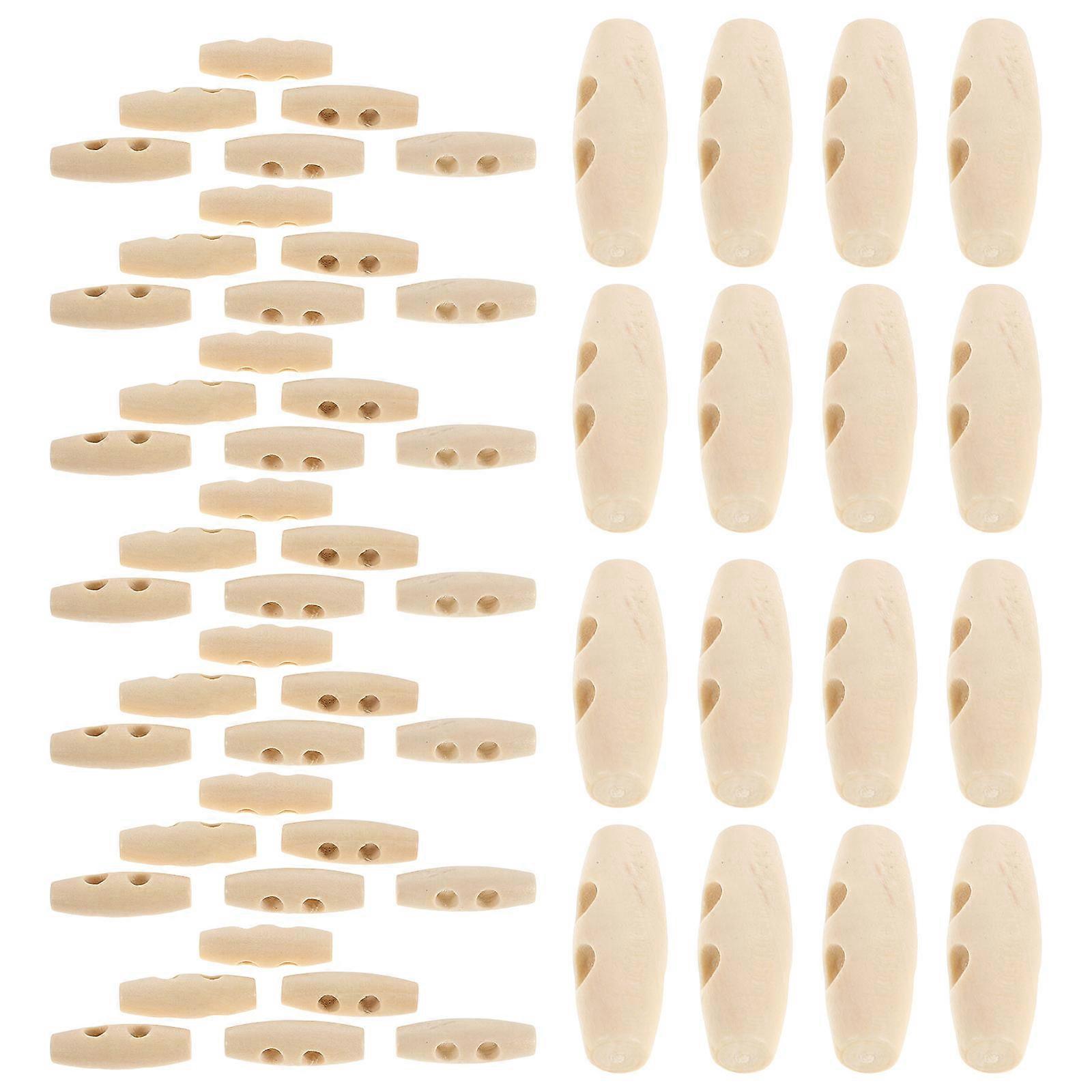 Olive Toggle Sweater Button for Craft Projects 50Pcs Wooden Sewing Buttons