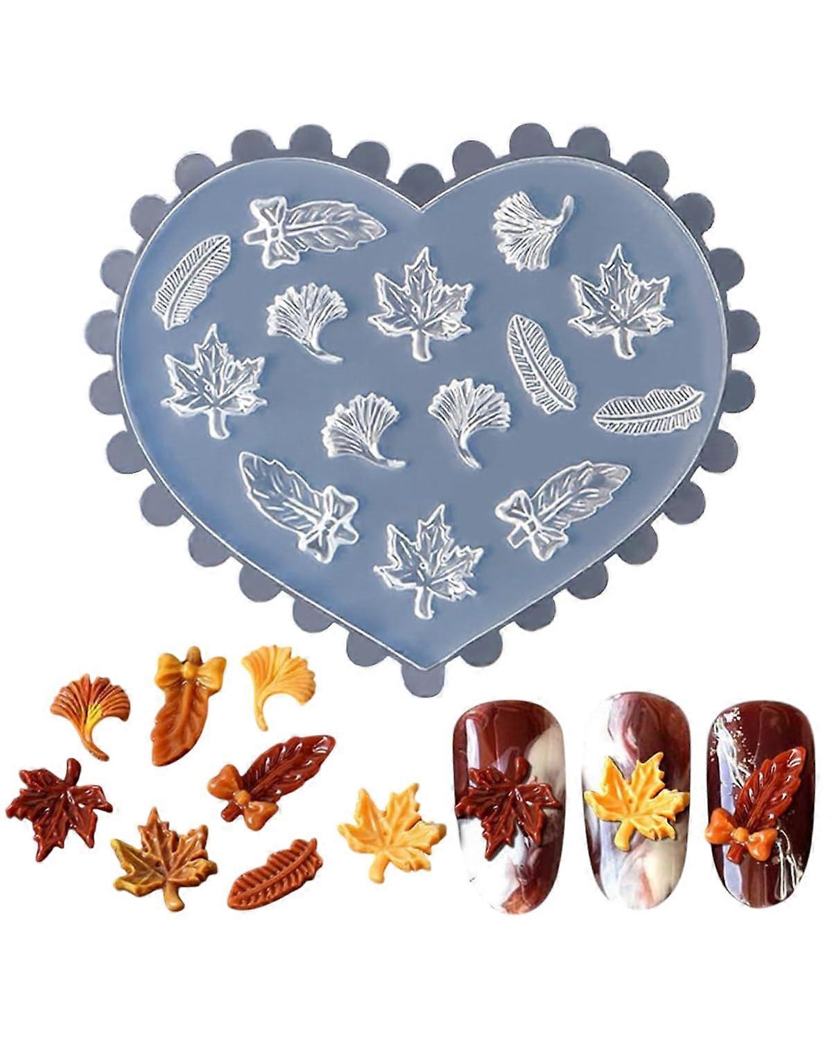 3D Maple Leaf Nail Art Silicone Mold with Engraved Leaf Patterns for Autumn Resin Decorations