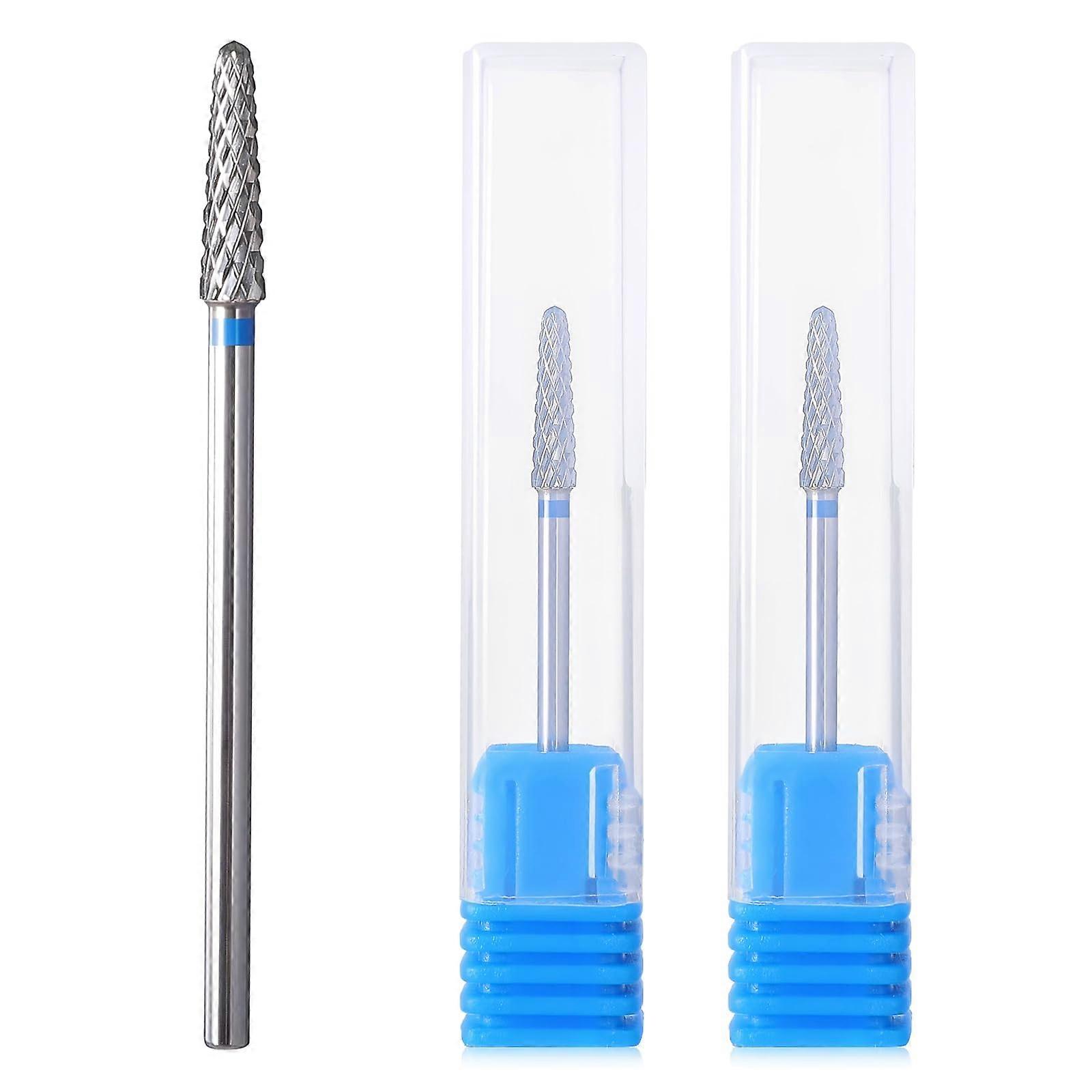 2Pcs 3/32' Tungsten Carbide Cuticle Nail Drill Bits Medium Grit Cone Tip for Professional Manicure