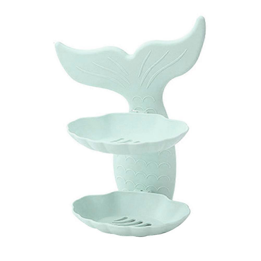 1Pcs Double Layer Soap Holder Rack for Bathroom with Green Wall Mounted Design