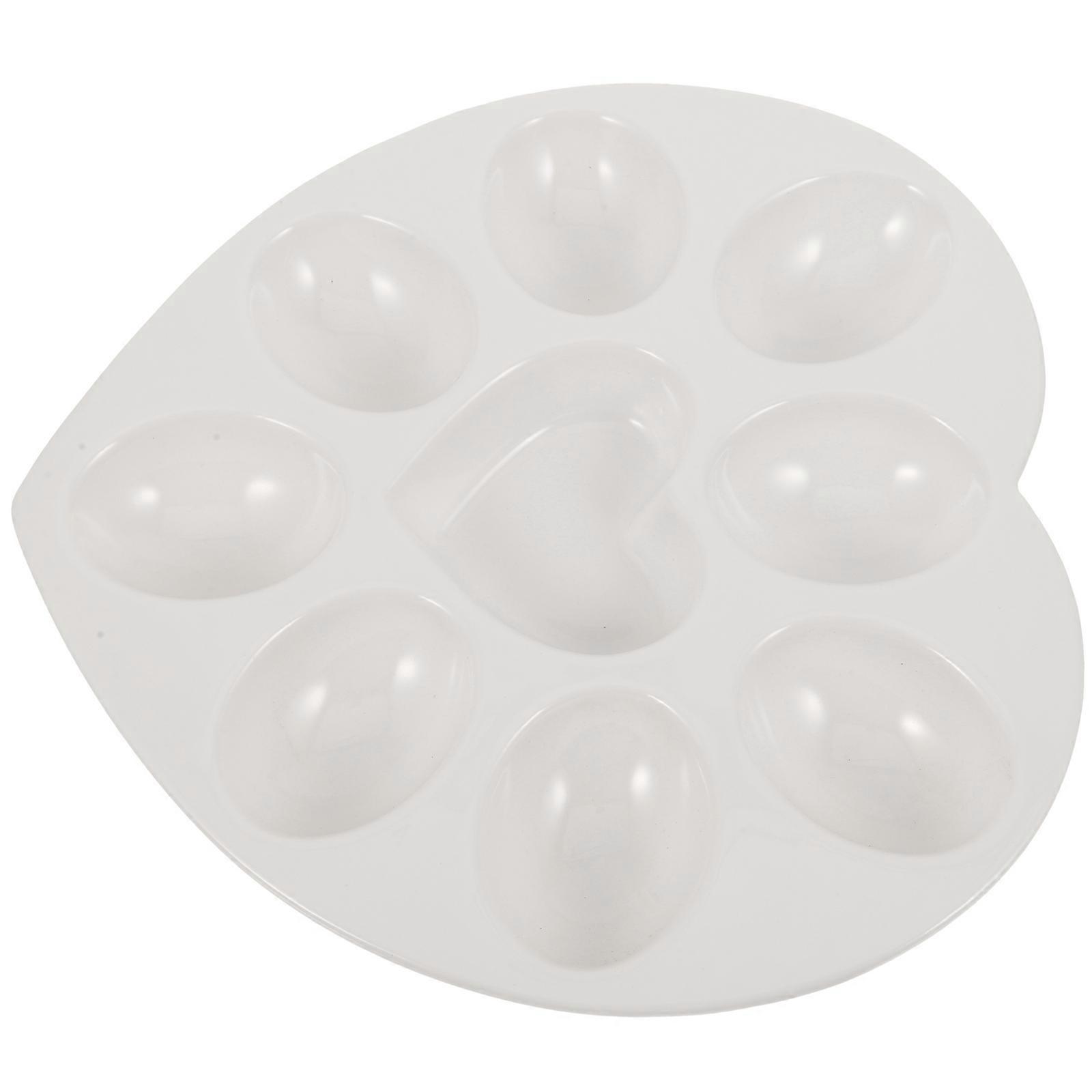 Ceramic Easter Egg Platter for Deviled Egg Serving White Tray